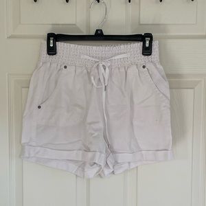 White linen shorts